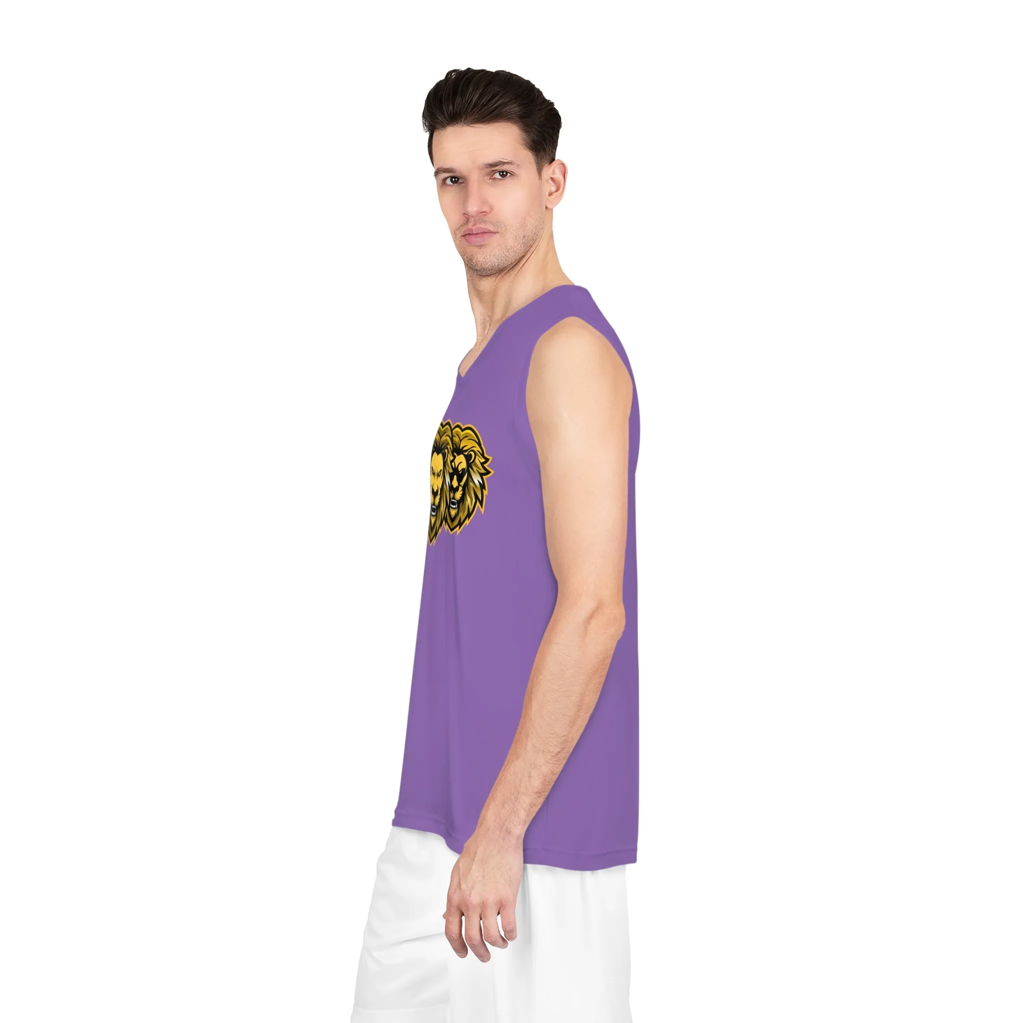 Light Purple "Sun Gold Lion" Basketball Jersey (AOP)