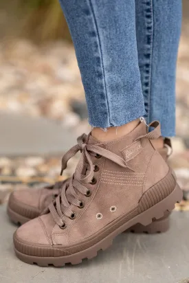 Mocha High Top Lug Sole Sneakers