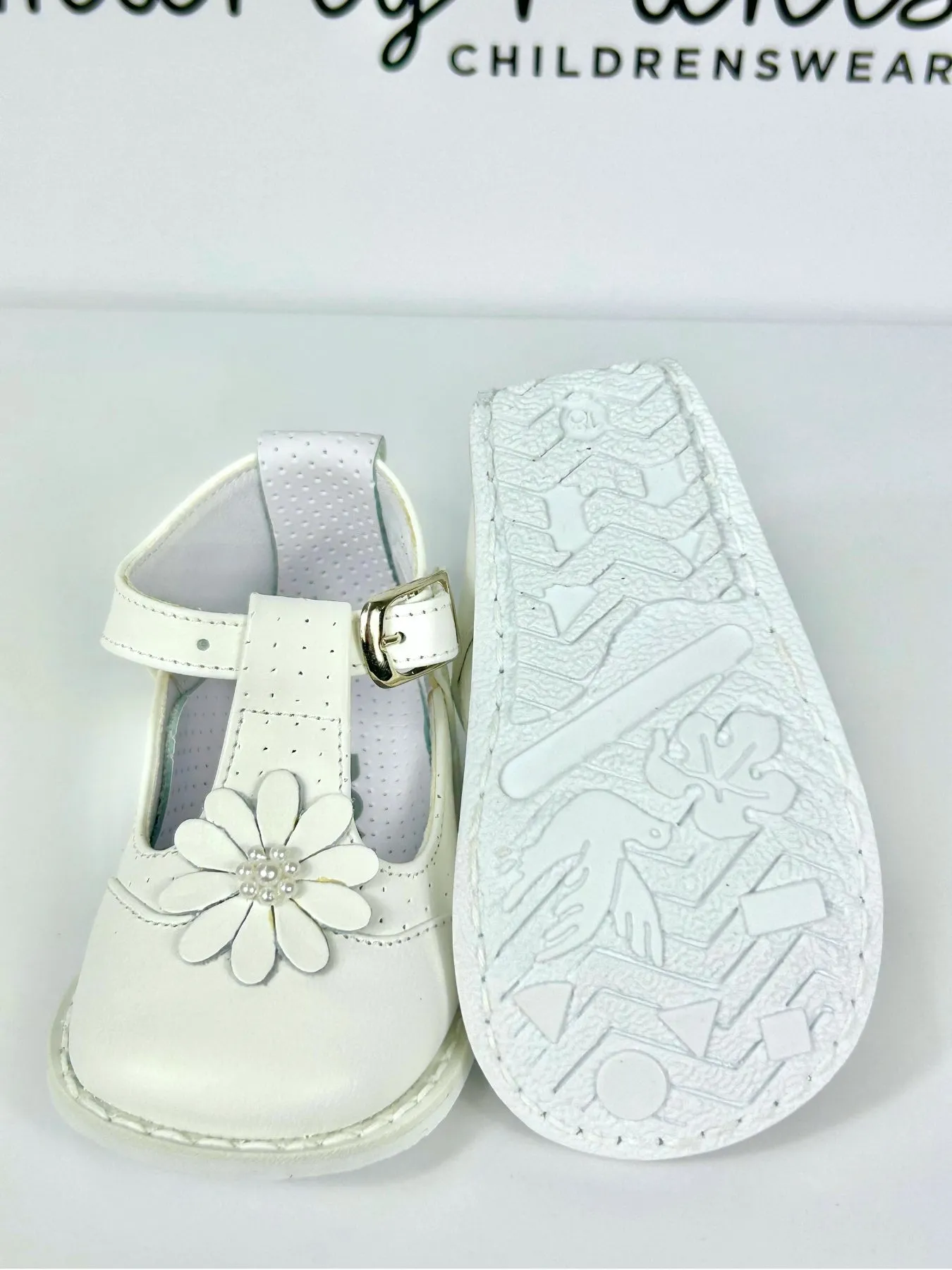 Pex Girls 'Maeve' White Flower Shoes