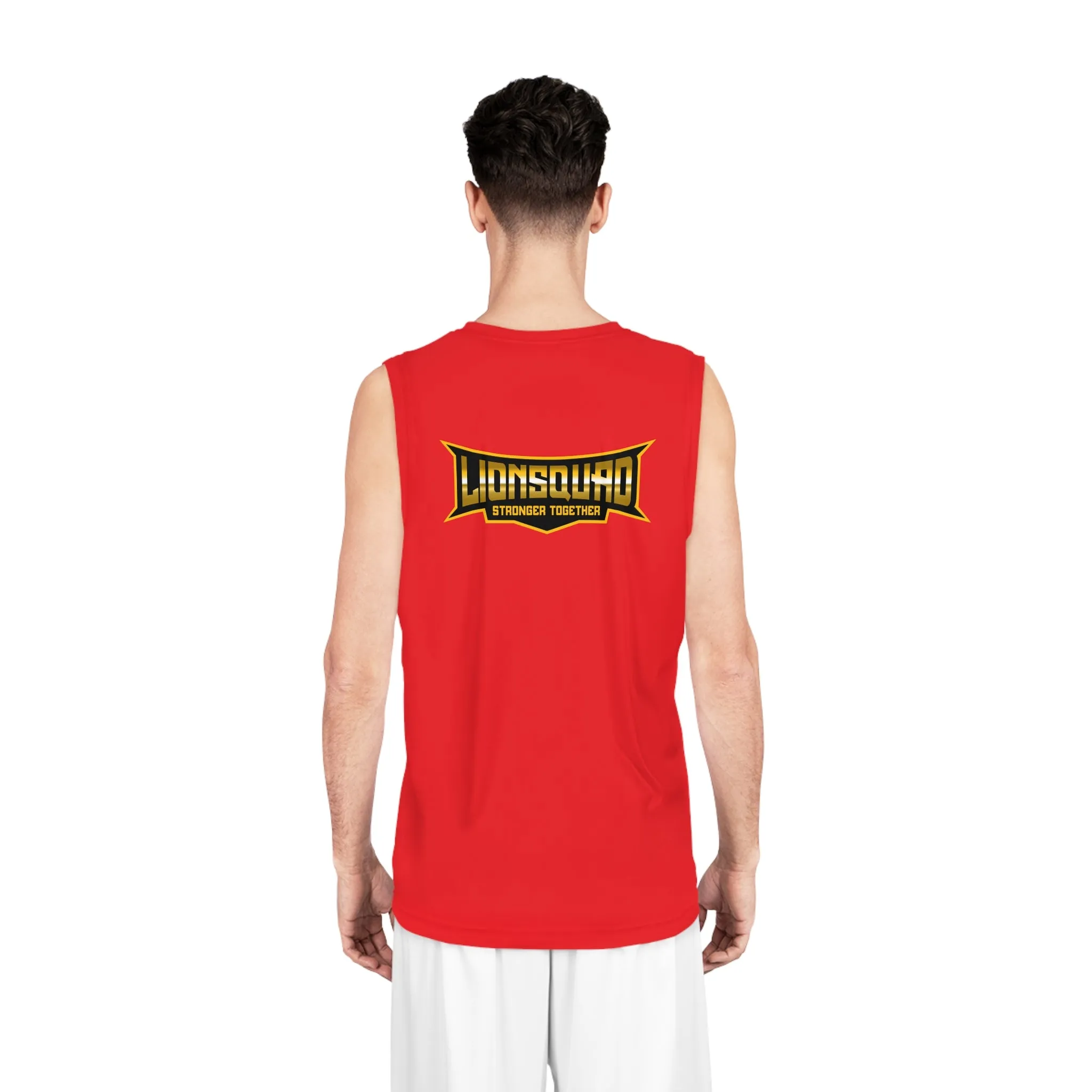 Red "Sun Gold Lion" Basketball Jersey (AOP)