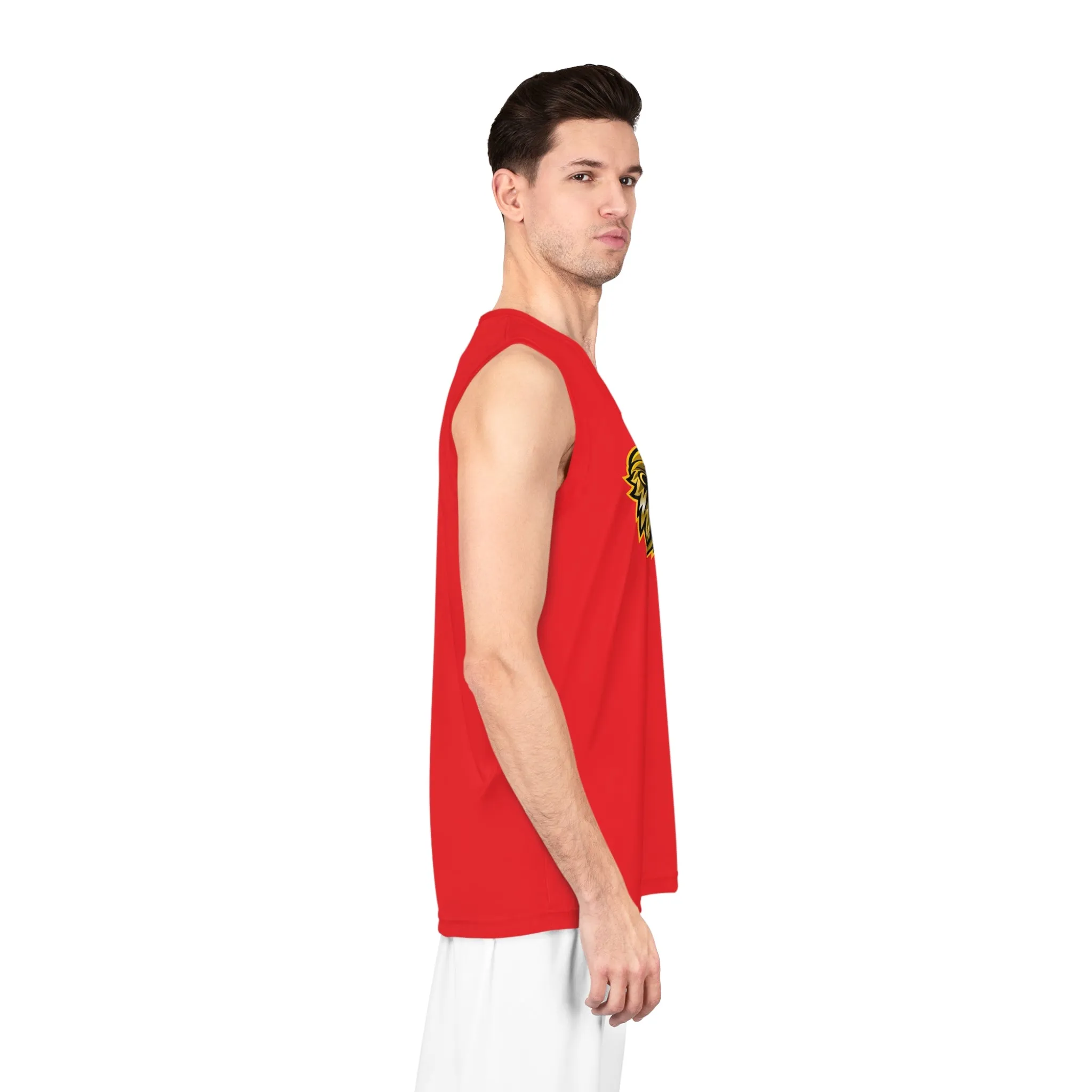 Red "Sun Gold Lion" Basketball Jersey (AOP)