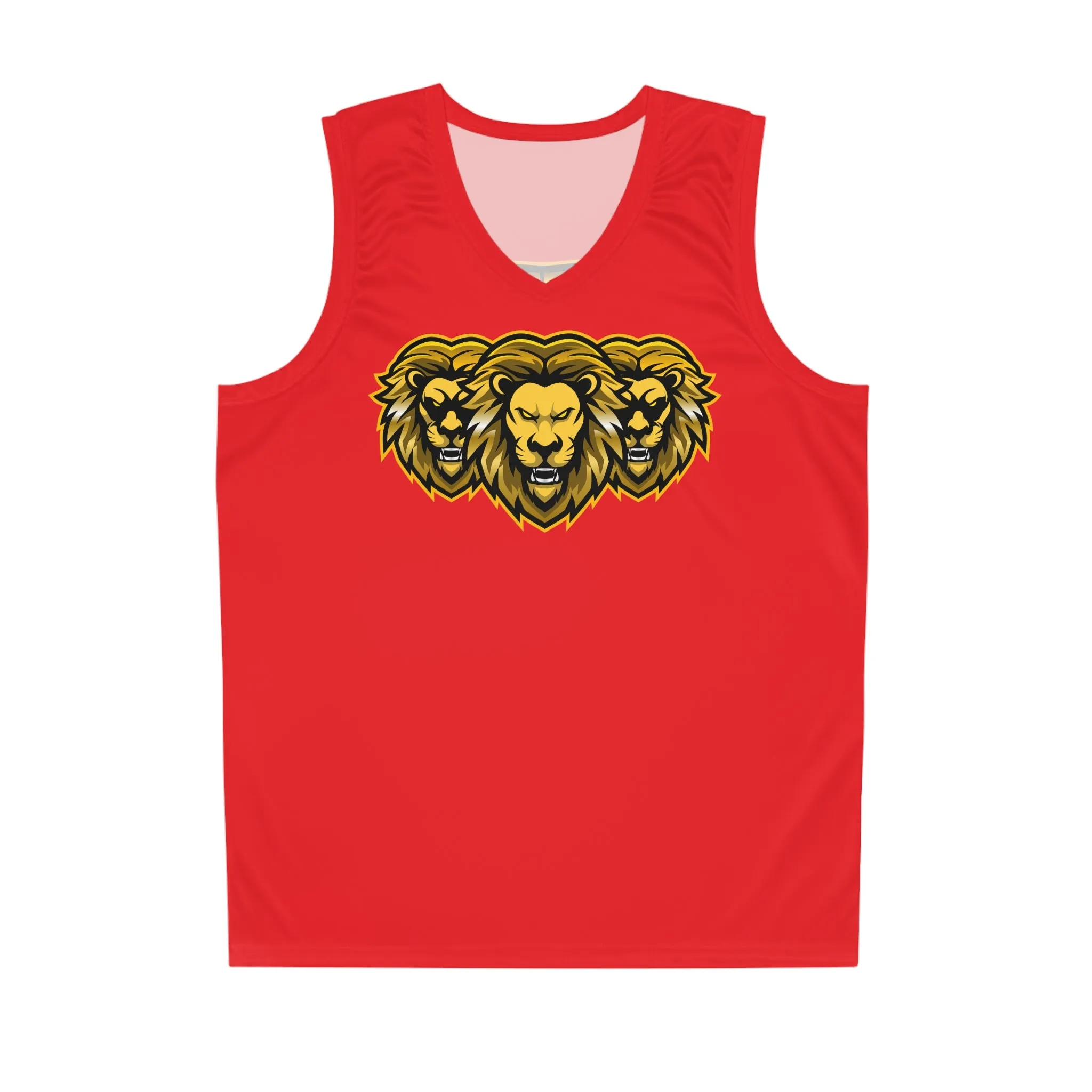 Red "Sun Gold Lion" Basketball Jersey (AOP)