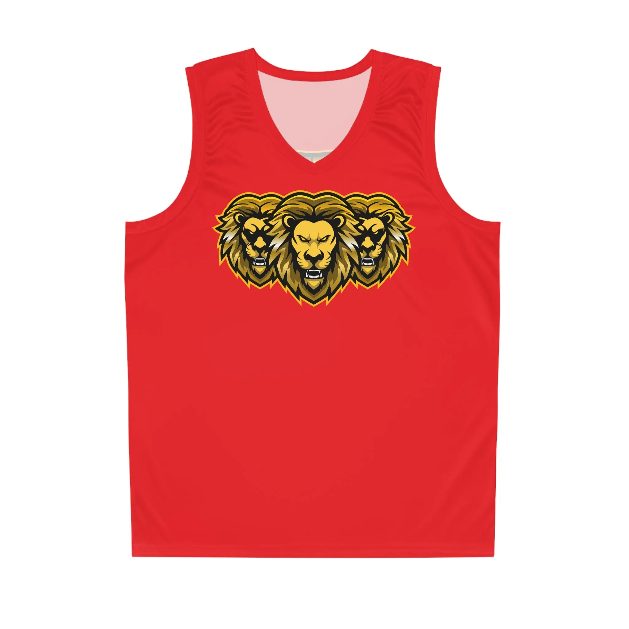 Red "Sun Gold Lion" Basketball Jersey (AOP)