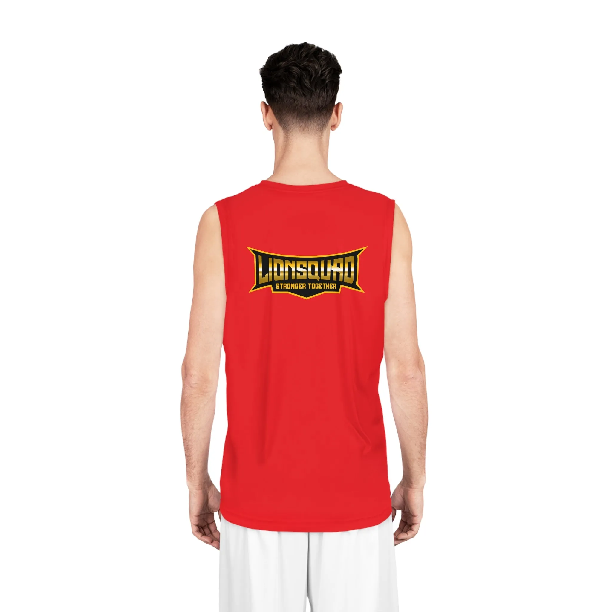 Red "Sun Gold Lion" Basketball Jersey (AOP)